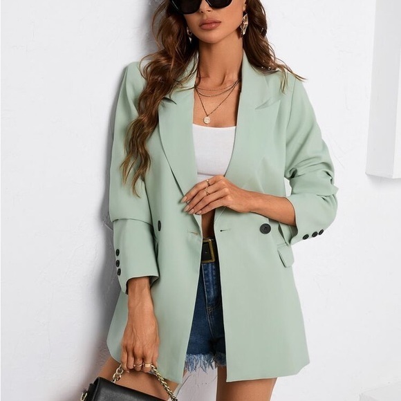 bacio Jackets & Blazers - Bacio Mint Green Blazer – Pastel Workwear & Spring Layering Jacket